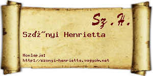Szőnyi Henrietta névjegykártya